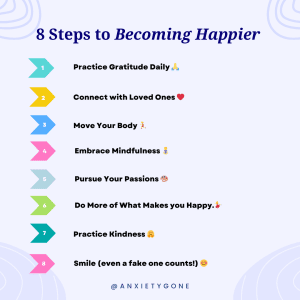 how to be happier infographic and steps to happiness