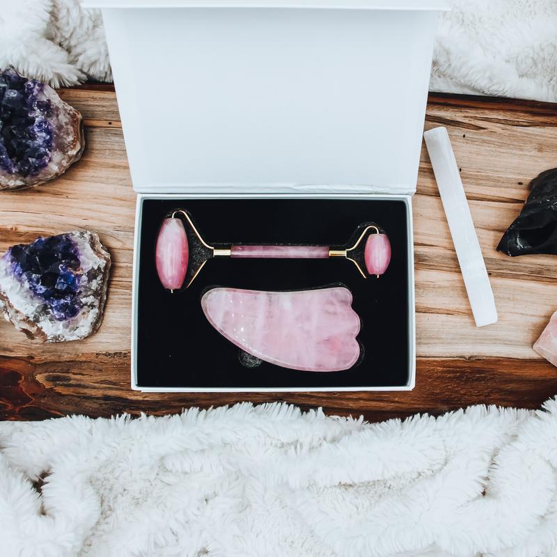 rose quartz facial roller, rose quartz gua sha