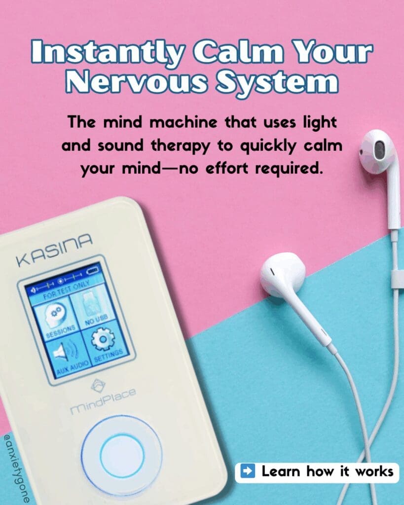Kasina mind machine with light and sound therapy glasses and headphones for anxiety relief and meditation