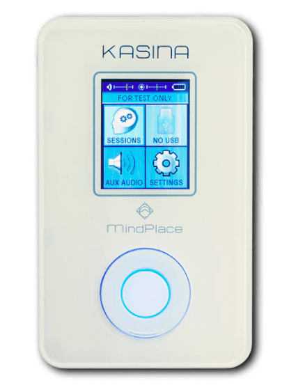 Kasina mind machine with light and sound therapy glasses and headphones for anxiety relief and meditation

