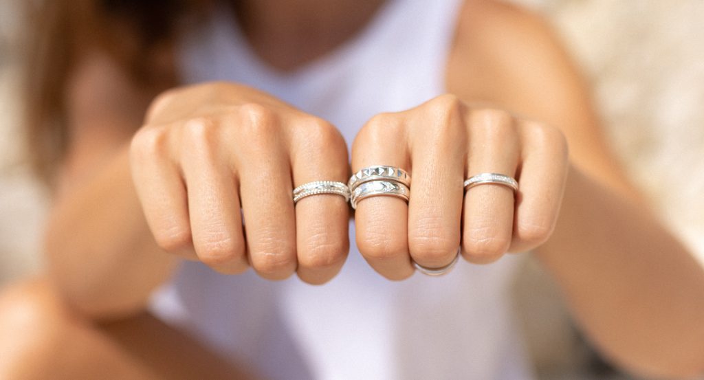 a collection of spinning anxiety rings for fidgeting 