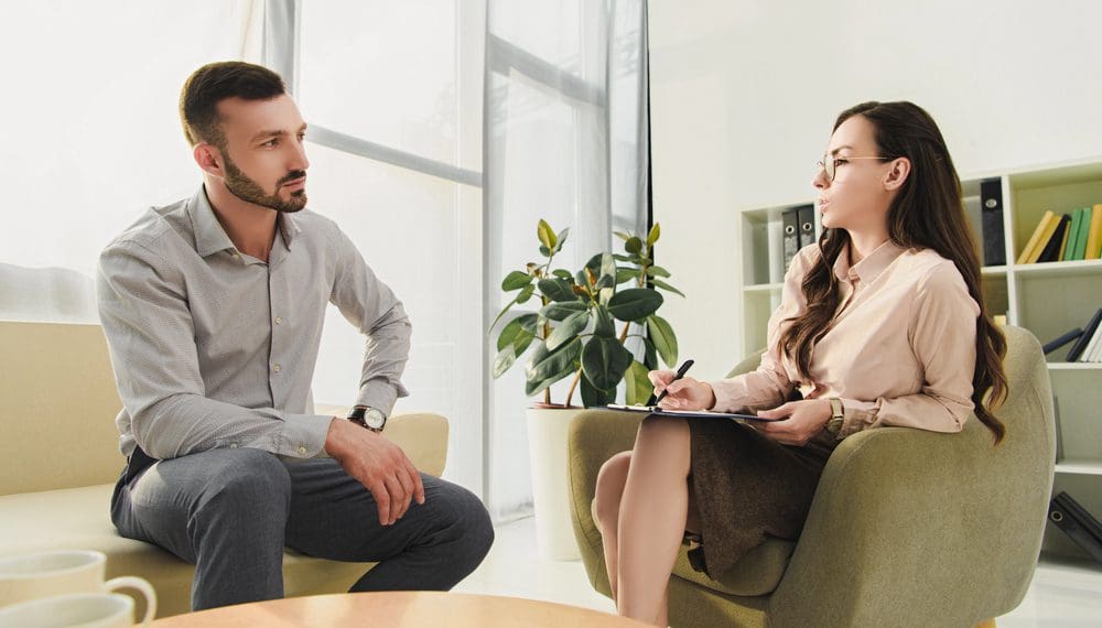 two mental health professionals talking about choosing the right therapist