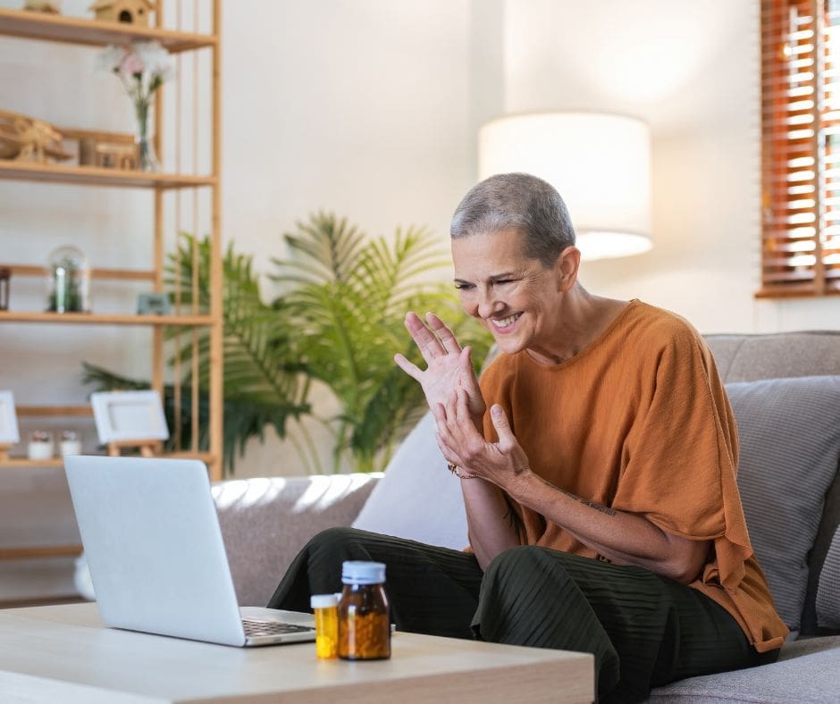 Person using a mental health app on their phone, symbolizing the support of AI-driven virtual therapists and digital wellness tools.